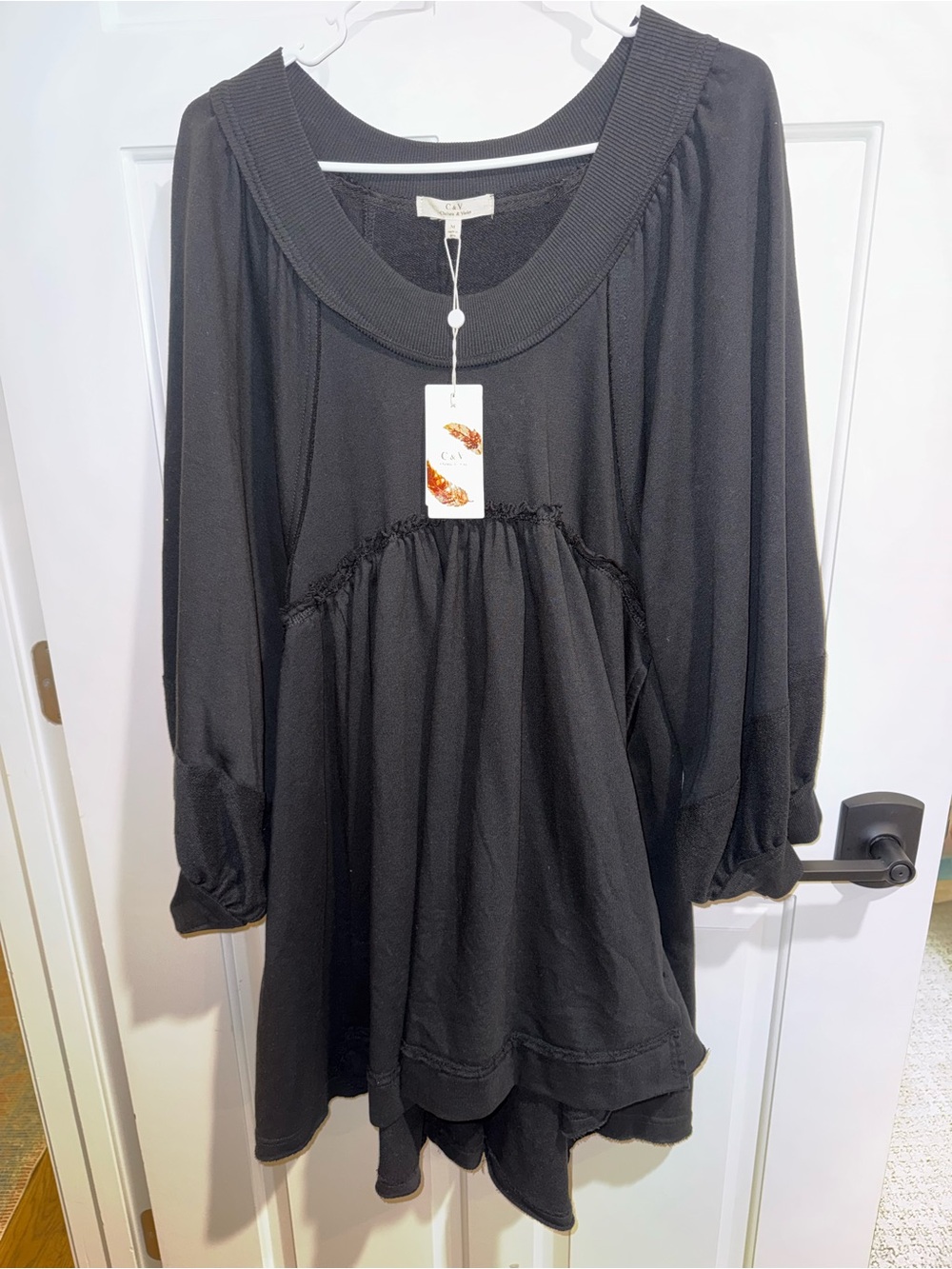 Chelsea & Violet Black Babydoll Long Sleeve Dress NWT Medium